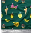 thumbnail image 1 of Soimoi Satin Silk Fabric Fruits,Cupcake & Ice Cream Food Print Sewing Fabric Yard 42 Inch Wide, 1 of 1