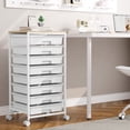 thumbnail image 5 of KK KINGRACK Storage Rolling Drawer Cart, Drawer Organizer with 8 Drawers and Wooden Tabletop, Metal & Plastic, White, 5 of 8