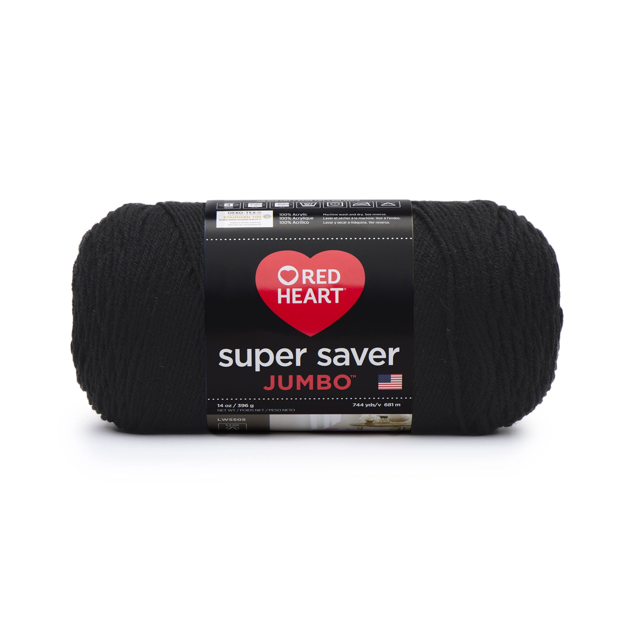 Red Heart Super Saver Jumbo #4 Medium Acrylic Yarn, Black 14oz/396g, Yards - Walmart.com