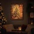 thumbnail image 5 of Pink Christmas Wall Art 16x12'', Lighted Gold Bow Framed Painting Wall Decors, Rustic Christmas Decorations for Gift, 5 of 6