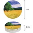 thumbnail image 1 of FMSHPON Green Tree on Yellow Grass Set of 8 Round Coaster for Drinks, Absorbent Ceramic Stone Coasters Cup Mat with Cork Base for Home Kitchen Room Coffee Table Bar Decor, 1 of 6
