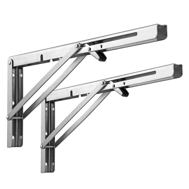 Younar 2Pcs Folding Shelf Bracket Stainless Steel Triangle Shelf