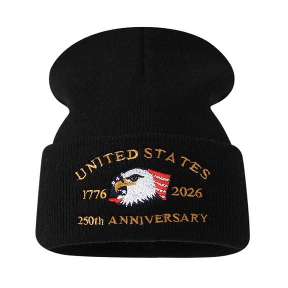 250th Anniversary USA Knit Hat Warm Cozy Embroidery Beanie for Women Men, 250 Year American Anniversary Merchandise
