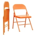 thumbnail image 2 of EastVita Set of 2 Folding Chairs,PU Upholstered Foldable Metal Frame,Portable Beige Folding Chairs,Hold Up to 350 lbs,Orange, 2 of 8