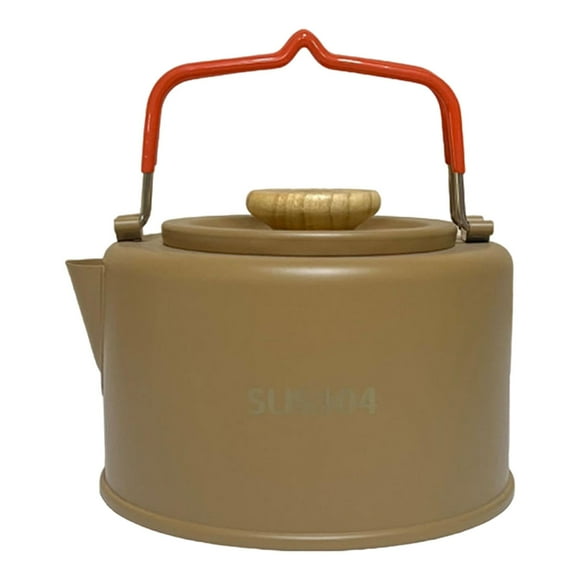 Hervidor de agua para acampar, hervidor de acero inoxidable, hervidor de agua portátil para té y café para viajes, picnics, campamentos, pesca y sende marrón
