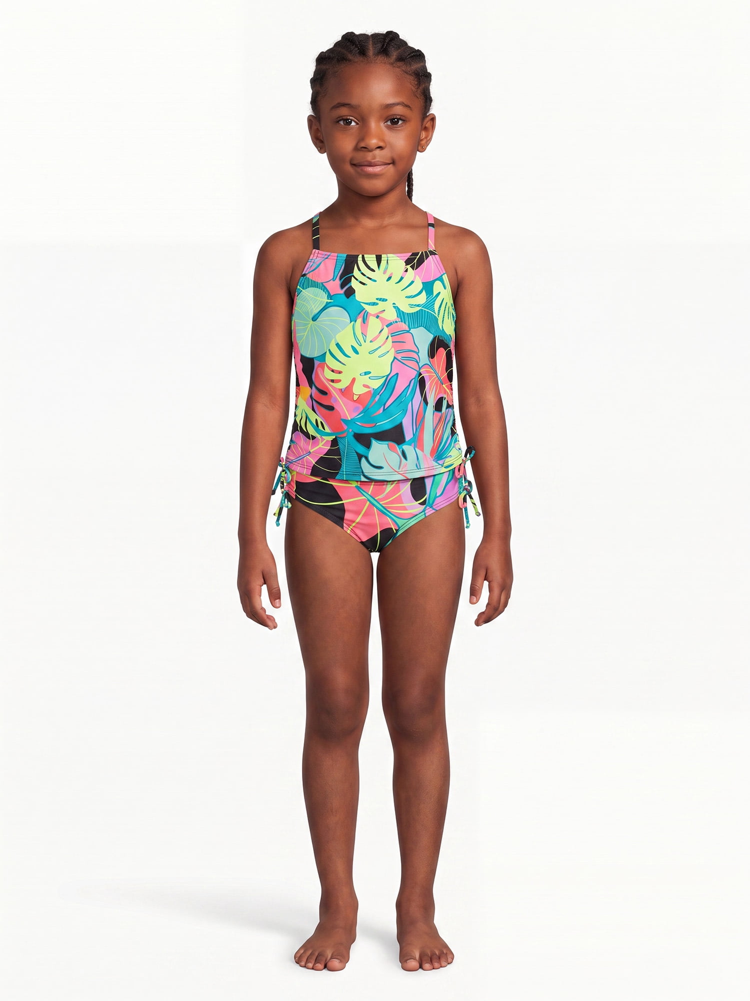 Ocean Gear Girls Two Piece Tropical Print Swim Set, Sizes 4-18