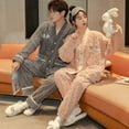 thumbnail image 2 of Couple's Pajamas Autumn and Winter Thickened Fleece-lined Warm Flannel Home Clothes for Men and Women Two-piece-Q833 male M933 female-M, 2 of 5