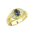 thumbnail image 4 of Rylos  Yellow Gold Plated Silver Classic 7X5MM Oval Alexandrite & Sparkling Diamond Ring - Birthstone Jewelry for Men -Size 10, 4 of 7