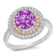 thumbnail image 2 of 2.6 ct Round Cut Simulated Alexandrite Halo Engagement Ring for Women in 18K White/Rose Gold, 2 of 2