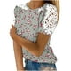 thumbnail image 1 of Mujeres Causal Mangas Cortas Cómodo Encaje Cuello Redondo Estampado Blusa Pullover Tops Camisa OAVQHLG3B Store lin121212, 1 of 5