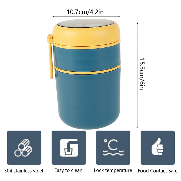 EUWBSSR Vacuum Insulated Food Jar Food Container with Foldable  Spoon,Stainless Steel Thermal Soup Container Thermos Cup Jar for School  Office Picnic