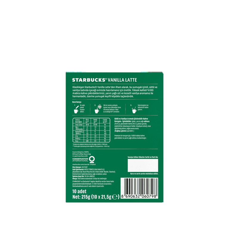 Starbucks Vanilla Latte Premium Coffee Mix, 100% Arabica, 10