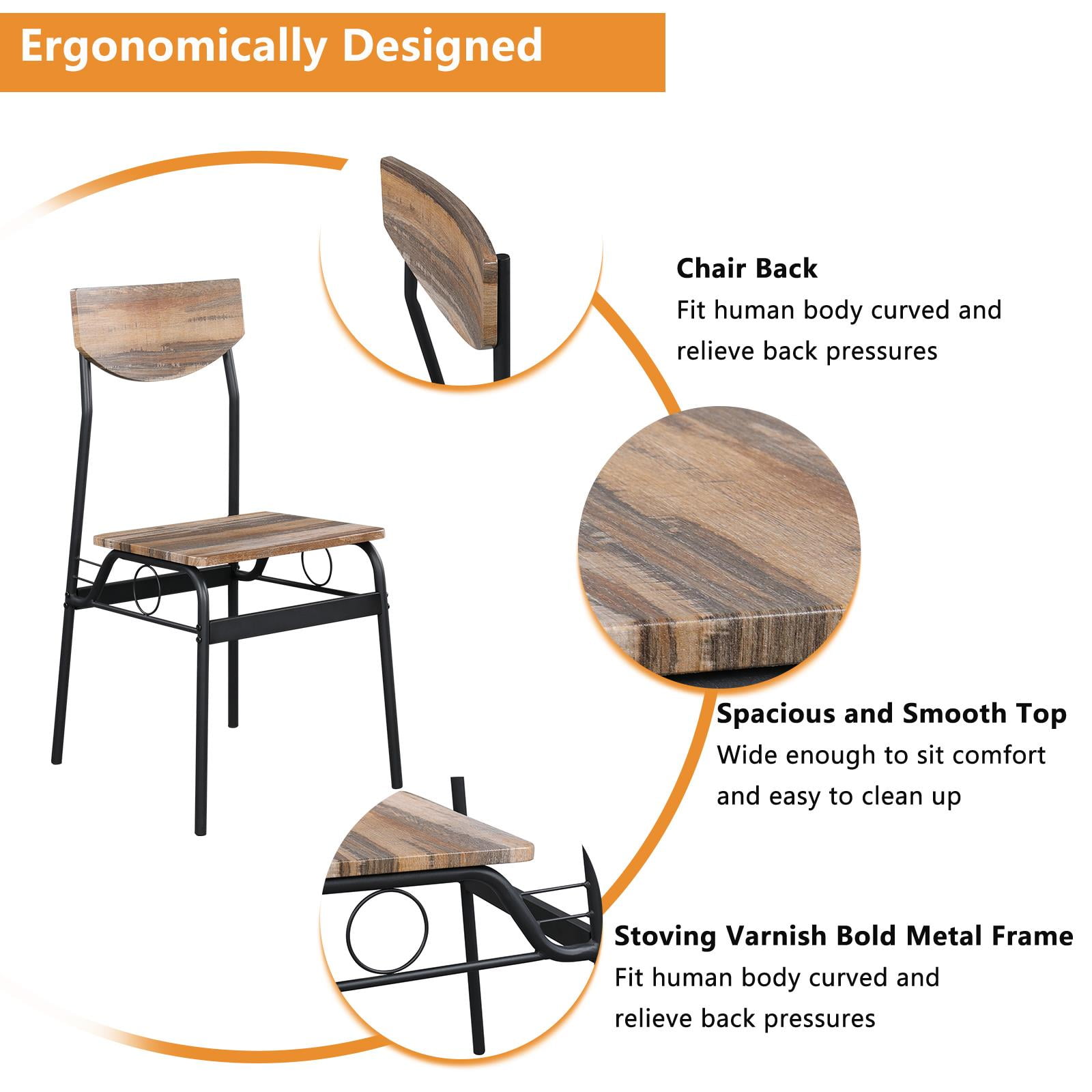 Ktaxon 5 Pieces Dining Table and Chair Set, Breakfast Diner Table Set with 4 Chairs and Shelf for Kitchen Dining Room, Natural Wood