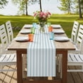 thumbnail image 3 of Blue Striped Short Table Runner 36 Inches Long, Blue White Stripes Farmhouse Cotton Linen Table Runners Dresser Scarves, Fabric Tabletop Scarf Furniture Cover for Home Dinner Party Decor 13"x36", 3 of 8