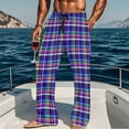 thumbnail image 2 of bbymog Baggy Pants Men's Plus Size Plaid Elastic Waist Sleepwear Casual Drawstring Pajama Pant Soft Straight Vintage Trousers with Pockets Purple A S, 2 of 6