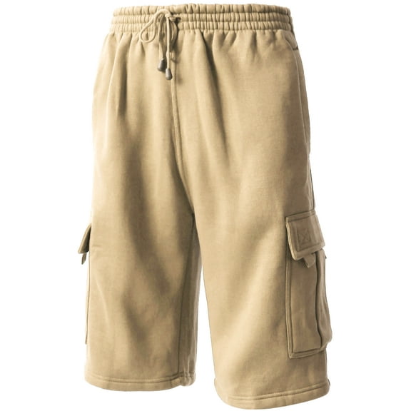 Ma Croix Men's Comfort Fleece Cargo Sweat Shorts with Drawstring