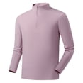 thumbnail image 2 of RYDCOT Mens Quarter Zip Pullover Golf Shirts Long Sleeve Zipper Sweatshirt Quick Dry Polo Outdoor Running Shirts for Men Pink, 2 of 4