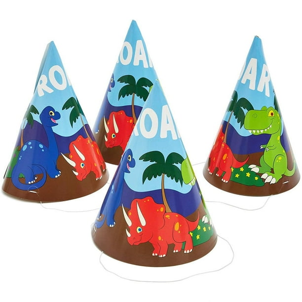 dinosaur with cone on head