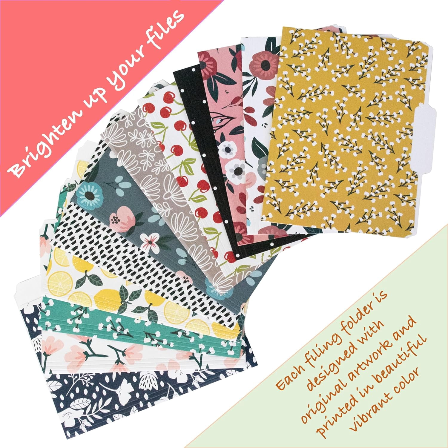 Carousel Greetings Decorative File Folders - Set Of 12 Letter Size, 3-Tab, Boho Blossom Design