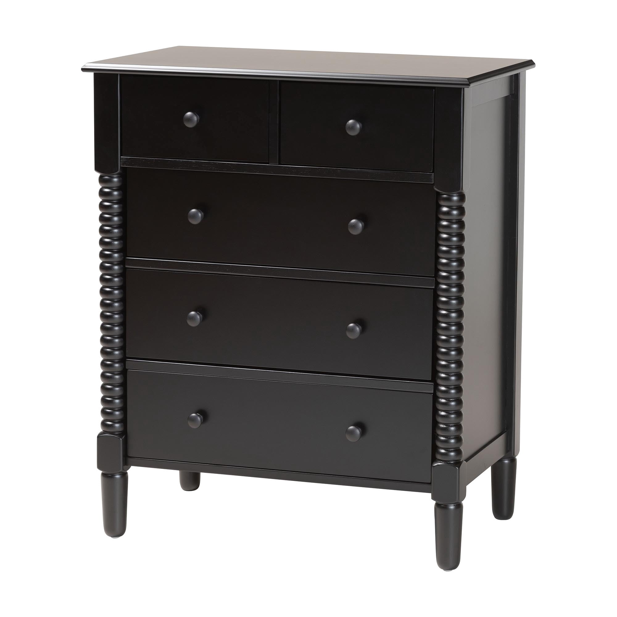 Baxton Studio Braith Farmhouse Chest, 5-Drawer, Black