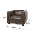 thumbnail image 6 of GDF Studio Minkler Contemporary Faux Leather Club Chair, Dark Brown and Dark Walnut, 6 of 9