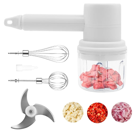 Asoricing 2-in-1 Electric Hand mixer - 3 Adjustable Speed 20W Handheld Mixer Electric Whisk with 3 Stainless Steel Accessories, Mini Onion Chopper 10Oz