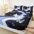 thumbnail image 3 of Homewish 4pcs Dreamy Cartoon Butterfly Sheet Set, Queen - Marble (Galaxy Stars), 3 of 7
