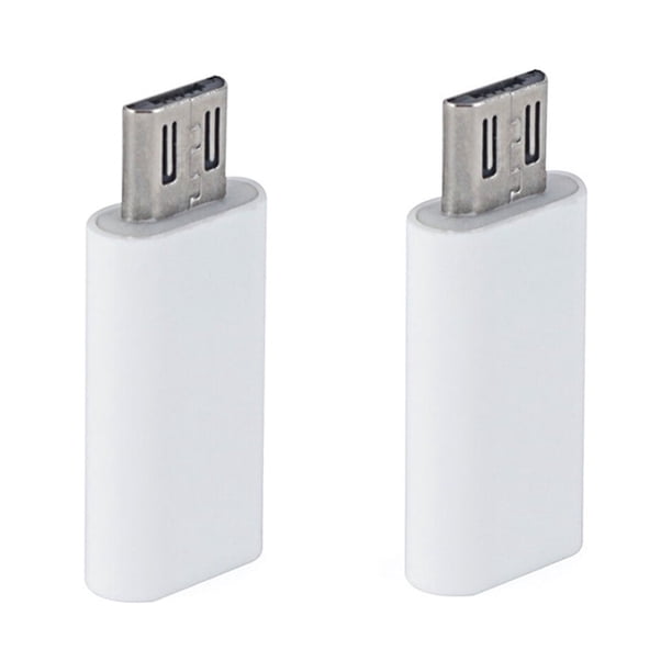 Adaptador de datos tipo C hembra a micro USB (2 unidades/juego) para tableta, teléfono y portátil (blanco)