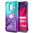 thumbnail image 2 of Compatible with BLU View 4 Case (B135DL) / View 2 (2023, 6.09 inch) Case with Tempered Glass Screen Protector, Ring Holder/Wrist Strap, Nagebee Glitter Liquid Floating Cute Phone Cover (Aqua/Purple), 2 of 6