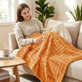 thumbnail image 3 of SoComfy by Bedelite Orange 3D Checkered Fleece Throws, 60"x50", 3 of 8