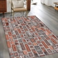 thumbnail image 2 of Area Rug for Living Room, Red Brick Wall Non-Slip Indoor Large Carpet for Bedroom/Dining Room, Vintage Farmhouse Stone Rocks Geometric Print Washable Low-Profile Floor Mat Runner Rugs - 3 x 5 Ft, 2 of 8