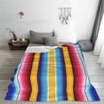 thumbnail image 5 of Lsque Yellow Blue Mexican Blanket Stripes Pattern Fuzzy Fleece Throw Blanket Extra Large,Super Soft,Fluffy and Warm Blankets for Couch,Bed,All Season Use-50"x40", 5 of 7