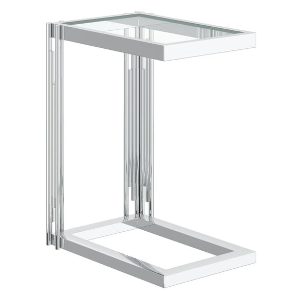 Contemporary Metal and Glass Small Accent Table Silver