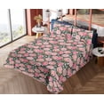 thumbnail image 4 of Ambesonne Vintage Fitted & Flat Sheet with Shams 4 Pcs Set, Pink-Tone Summer Flowers, Queen, Dark Coral and Olive Green, 4 of 5