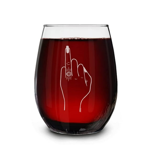 Shop4Ever® Just Engaged Wedding Ring Finger Engraved Stemless Wine Glass Bride To Be Gift 15 oz.