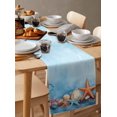 thumbnail image 6 of Ocean Coastal Table Runner Cotton Linen 36 Inch Holiday Dresser Scarves, Vintage Blue Watercolor Starfish Shell Tablerunner for Kitchen Coffee Dining Bedroom Living Room Dinner Scarf Décor 13''x36'', 6 of 9