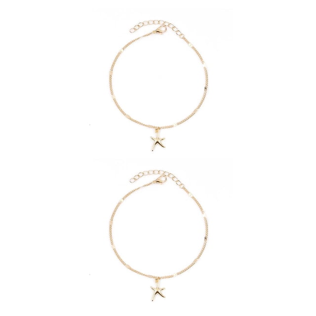 Minnieouse Tobillera para niña Estilo creativo simple Estrella de mar en forma Elegante Joyería para niñas jóvenes Tobilleras de aleación para la Type2 NO2 Minnieouse CBP200053