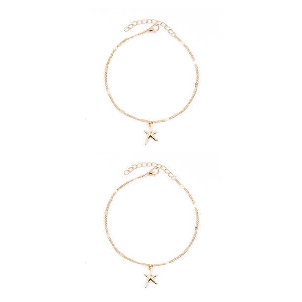 Sonducket Tobillera para niña Tobillera en forma de estrella de mar Tobilleras de aleación para decoración de vestidos dorado 2piezas Sonducket CBP200053