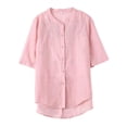 thumbnail image 6 of Women's 3/4 Sleeve Tops Embroidered Shirt Cotton Linen Blouse, 6 of 10