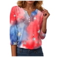 thumbnail image 5 of GEWSEY 3/4 Sleeve V Neck USA Patriotic Shirts for Women 4th of July America Stars Stripes Flag Graphic Tops Cute Tee (Pink, S), 5 of 8