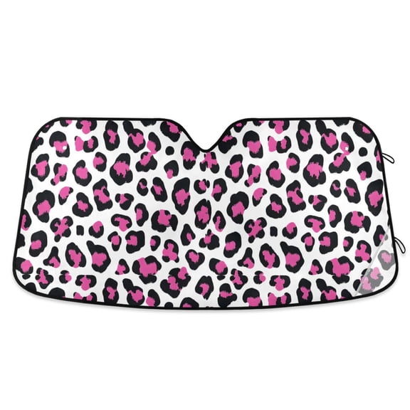 ALAZA Rose Red Leopard Pattern Car Windshield Sun Shade Foldable UV Ray Sunshade Visor Protector 55 x 27.6in