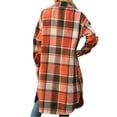 thumbnail image 4 of Womens Casual Plaid Button Down Jackets Puff Sleeve Long Trench Coats Shackets, 4 of 4
