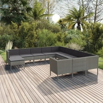 vidaXL 12 Piece Patio Lounge Set with Cushions Poly Rattan Gray