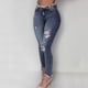 thumbnail image 3 of Gibobby Nuevo lavado Jeans Slim Jeans Fringe Fit Mujer Mujer Casual Jeans de mujer (Azul, M), 3 of 5