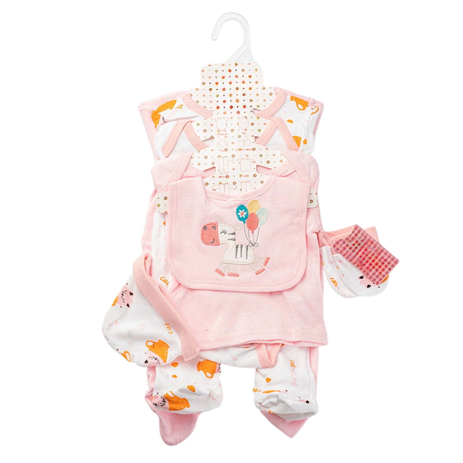 Karoyedx Newborn Outfits Baby Girl Baby Layette Gift Set Newborn Clothes Accessories Set 8 Piece Babies Sleeping &Play Set Pink Size,3-6 Months