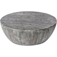 thumbnail image 3 of Handcrafted  Wood Coffee Table, Round Drum Shape, Sandblasted Black, Farmhouse Style, 3 of 9