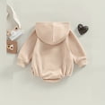 thumbnail image 2 of Zehjuhan Toddler Baby Boy Girl Solid Color Long Sleeve Hooded Sweatshirt Romper Snap Bottom Fall Winter Clothes Beige，0-3M, 2 of 6
