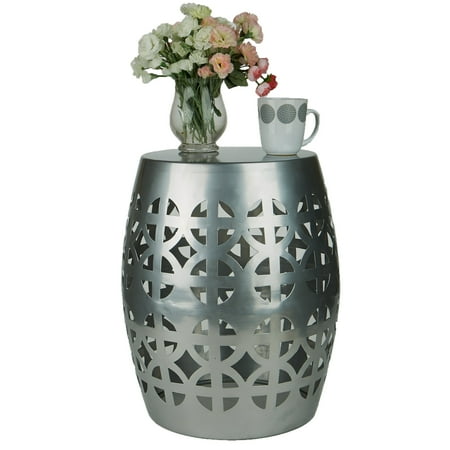 Mind Reader Iron Stool Decorative Accent Stool End Table Indoor