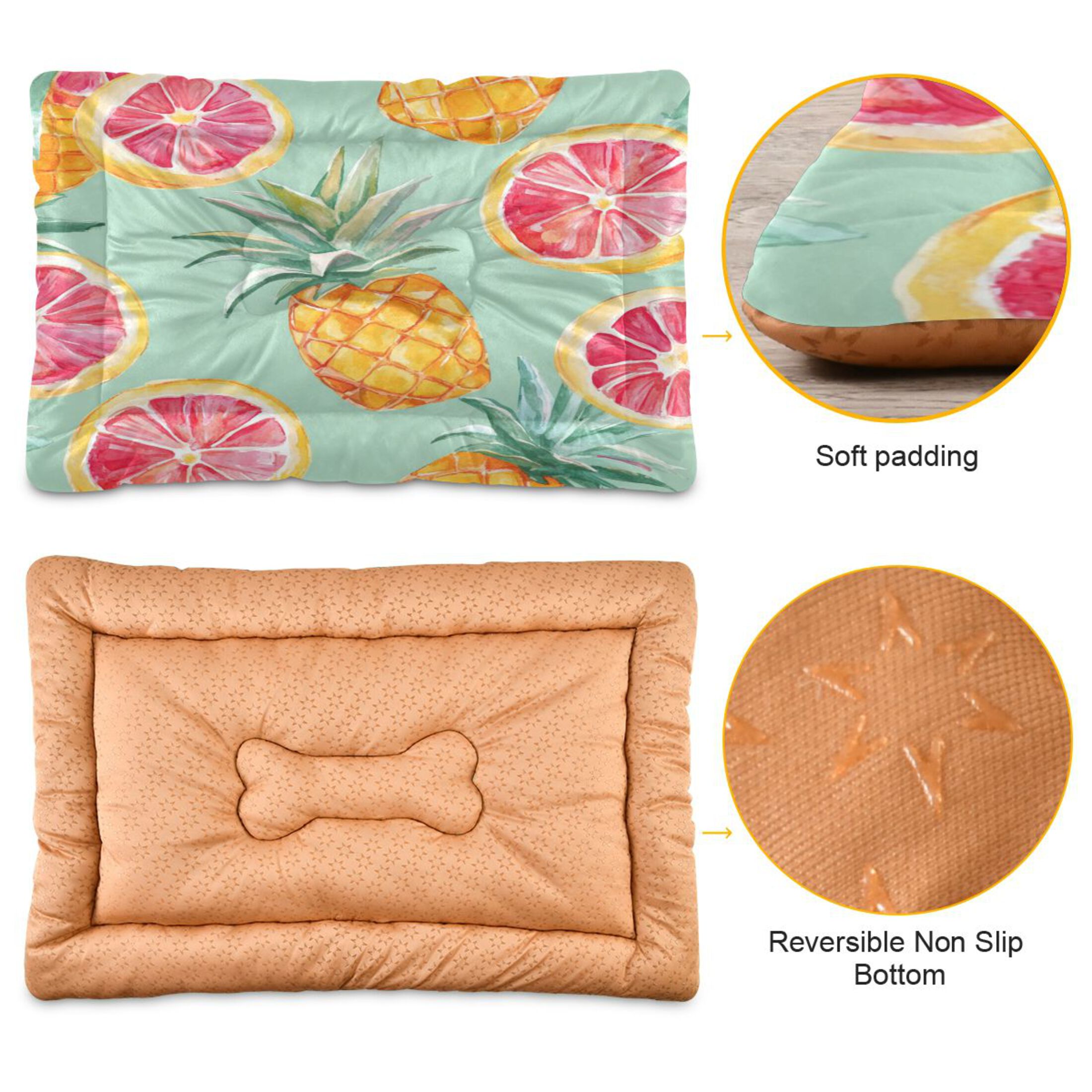 Qxltty Pineapple Blood Orange Ped Pad Wear-resistant and Hard to Bite Through Sleeping Pad for Small Medium Large Dogs Winter Pet Bed 36×24in