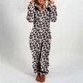 thumbnail image 2 of Women Zip-up Hoodie Plush Fleece Long Sleeve Pajama One Piece Bodysuits Outfits Sleepwear Hooded Jumpsuit for Women Girl, 2 of 6
